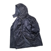 库存尾货简约丈青深色系劳保工装 可脱卸帽宽松工作风衣外套Y523男