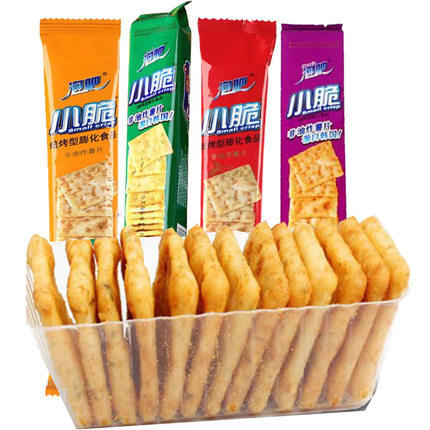 泡吧小脆50g6袋薯片鸡肉烧烤芥末番茄香麻辣原味膨化非油炸零食品