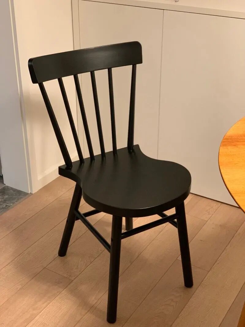 现货宜家 诺勒利 椅子餐椅黑色靠背无扶手经典纺锤椅实木桌椅舒适