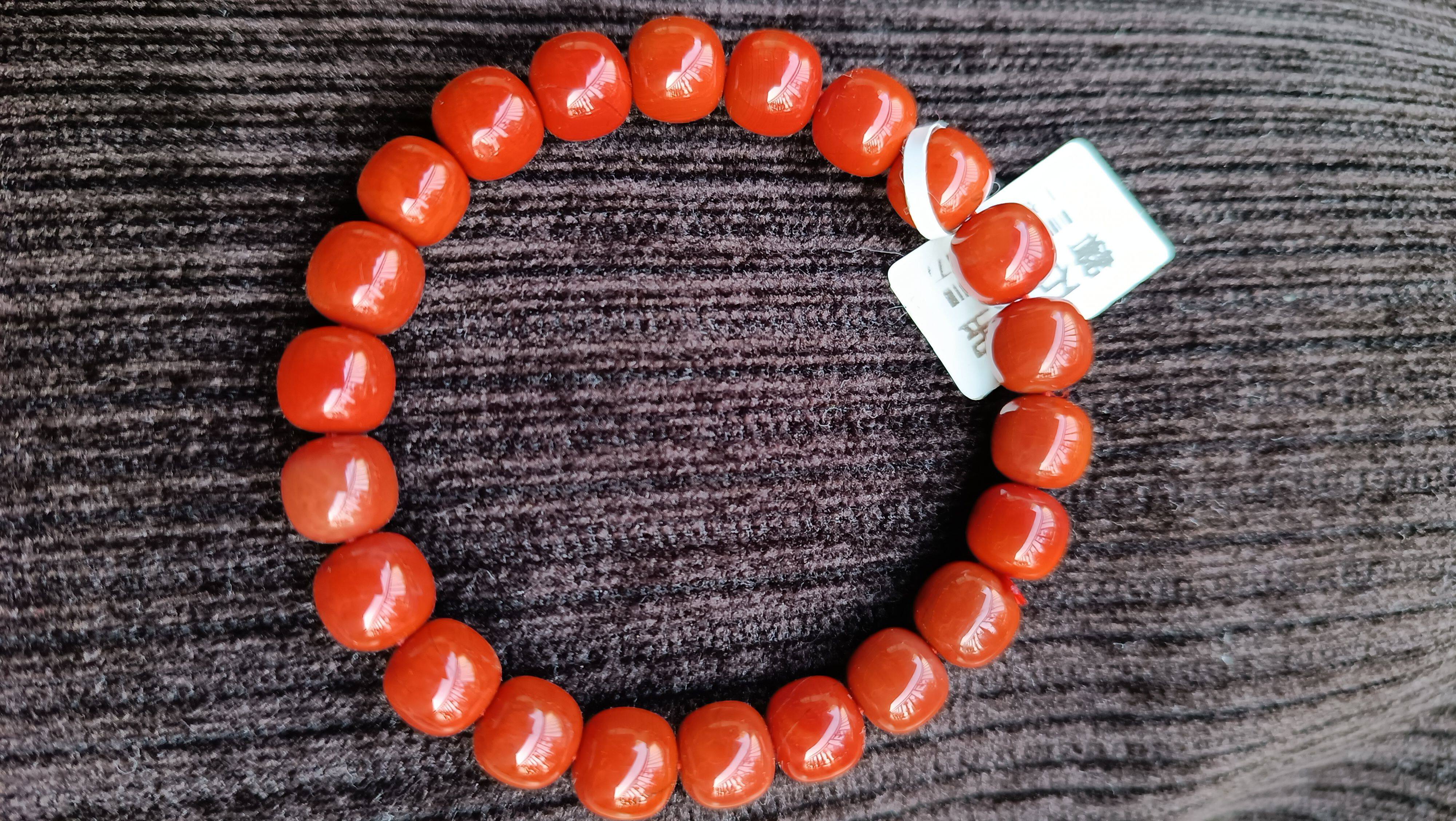 原矿保山滴水洞南红玛瑙单圈文玩女孩手串满肉柿子红无杂无裂无胶