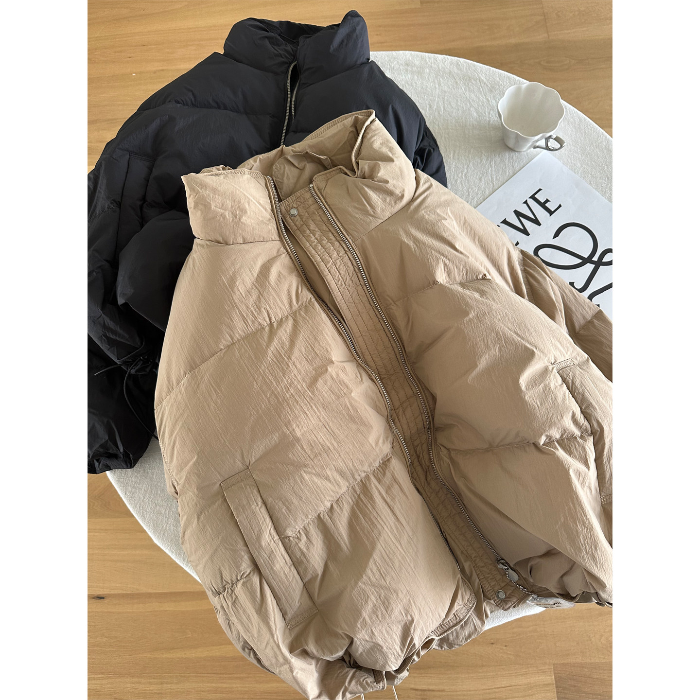 立领明线设计保暖羽绒服外套秋冬