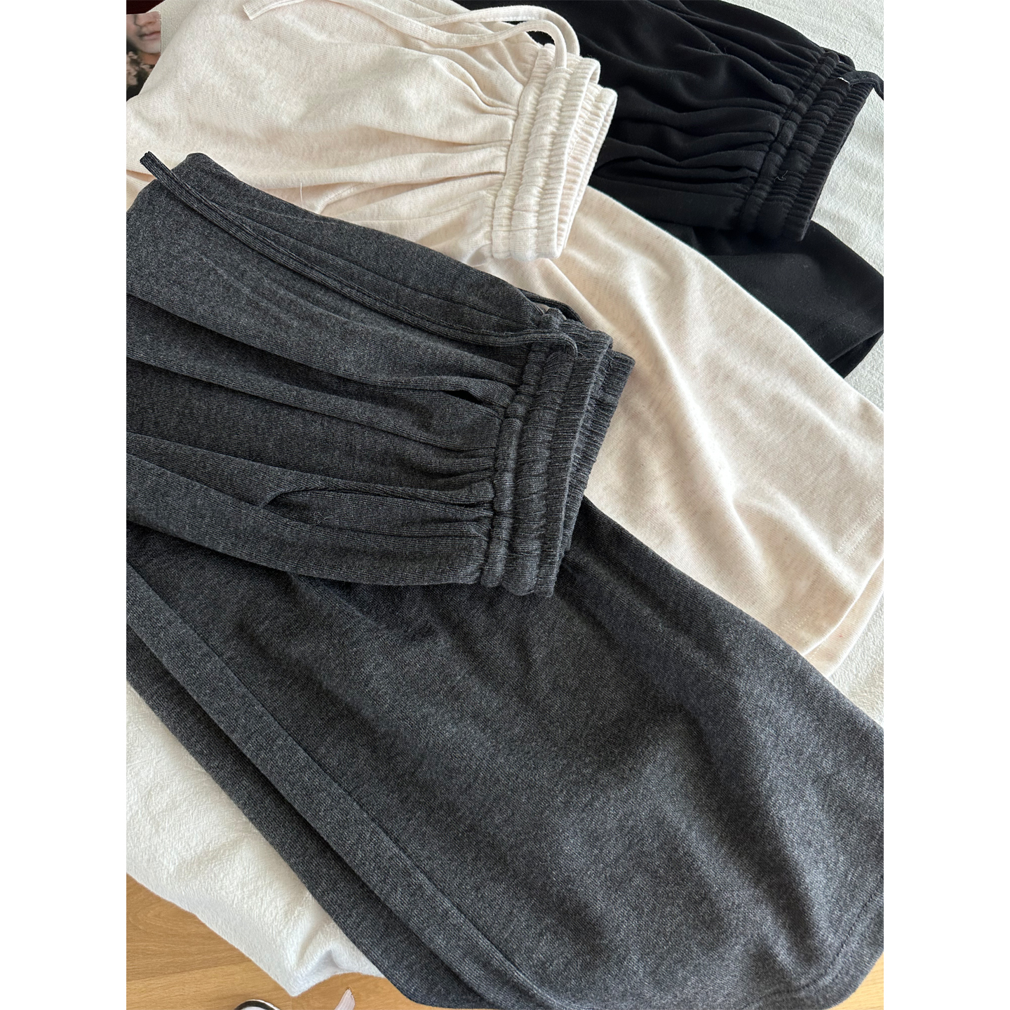 休闲糯米裤女秋款慵懒感阔腿裤