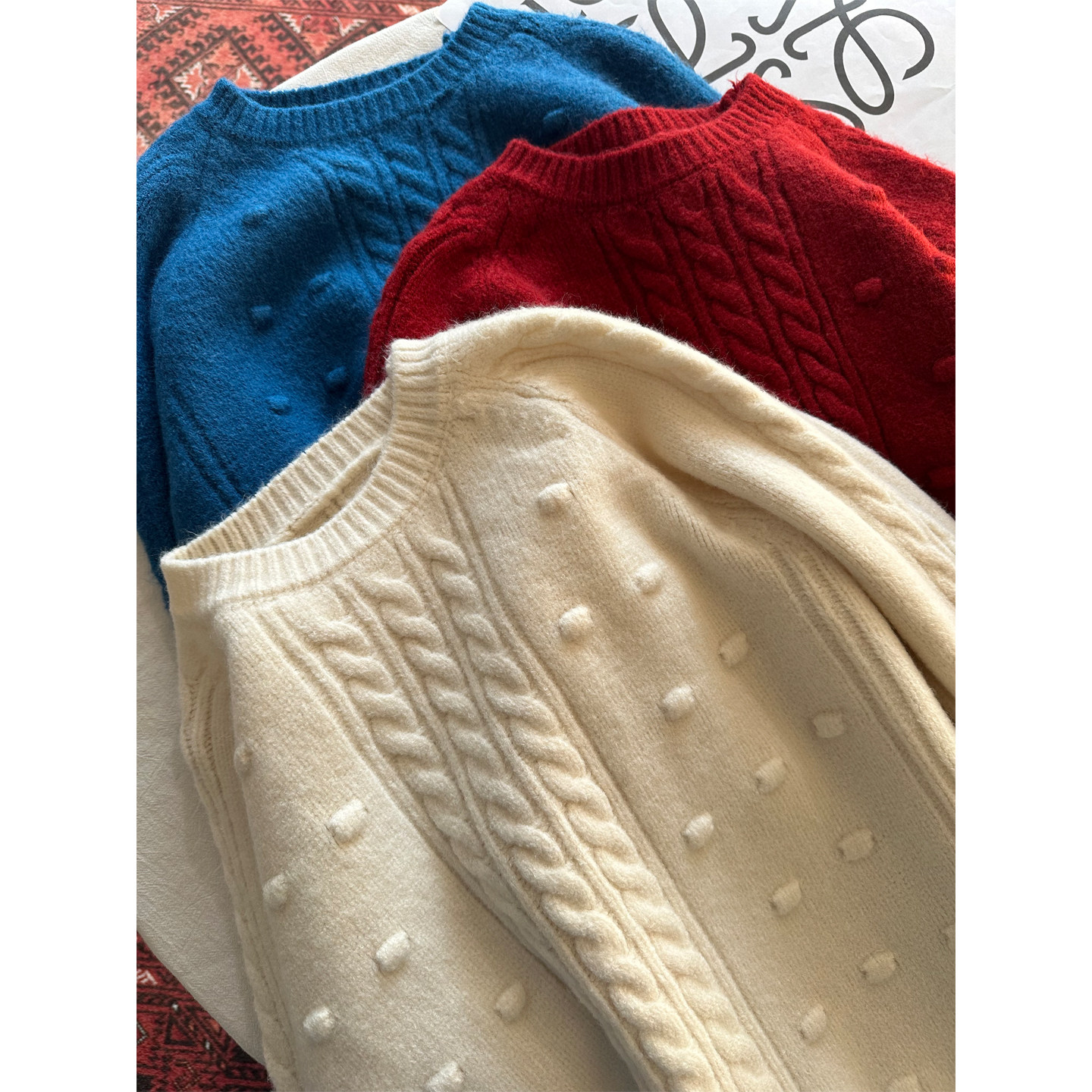 软糯慵懒风泡泡麻花套头针织衫女2026韩版春季新款宽松加厚毛衣潮