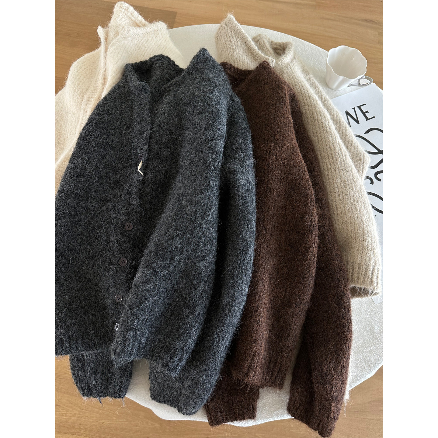 高级毛绒质感韩系小V领毛衣外套女秋冬季慵懒风软糯宽松针织开衫,女装/女士精品,毛针织衫,淘宝优惠券,粉丝福利购,淘宝优惠卷