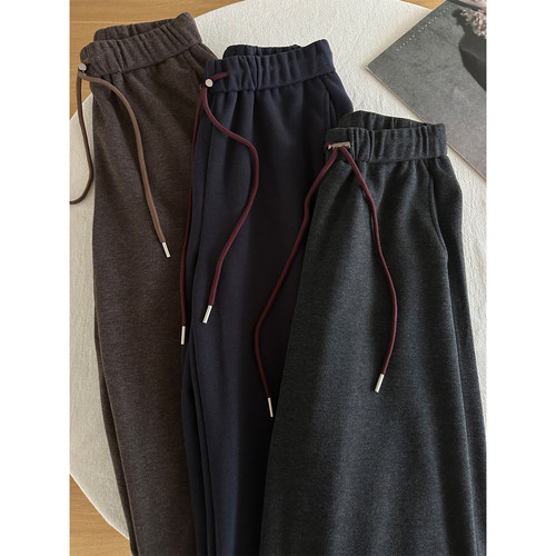 糯糯磨毛绒感休闲百搭直筒长裤