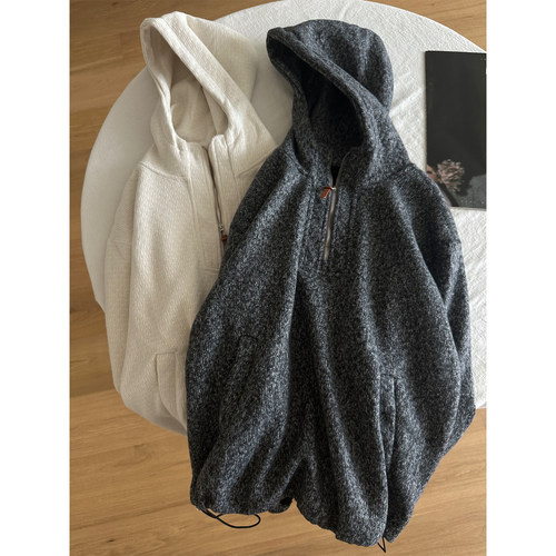 纳米粗针半拉链毛呢肌理感卫衣女