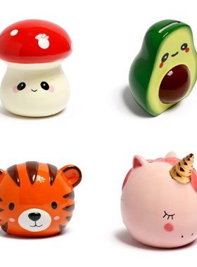 正品英国Puckator创意可爱造型陶瓷储蓄罐老虎蘑菇独角兽德国直邮