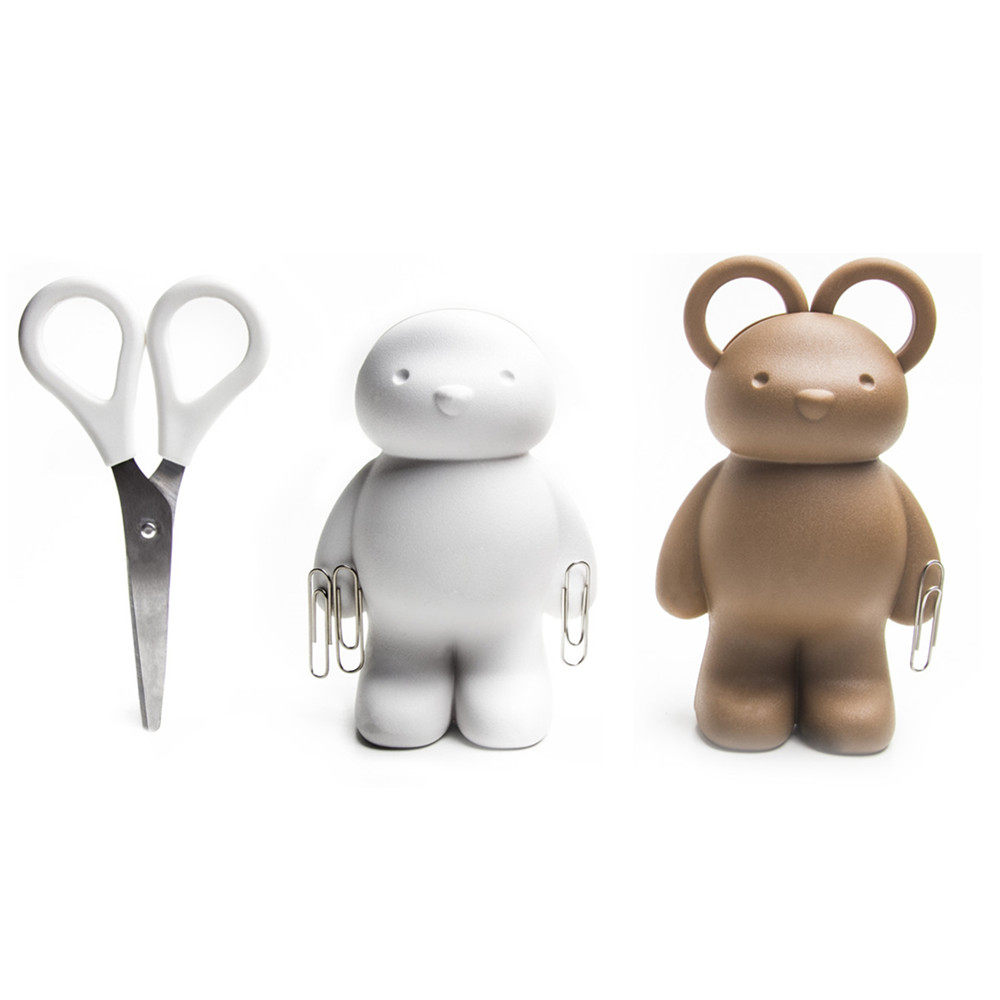 正品泰国QUALY Teddy小熊剪刀回形针座吸磁铁多功能 德国直邮
