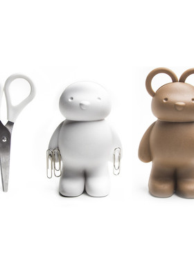 正品泰国QUALY Teddy小熊剪刀回形针座吸磁铁多功能 德国直邮