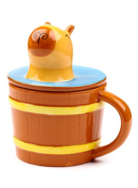 正品英国Puckator可爱水豚造型创意陶瓷马克杯带盖水杯 德国直邮