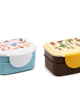 正品英国Puckator双层饭盒带叉勺塑料午餐盒创意卡通图案德国直邮