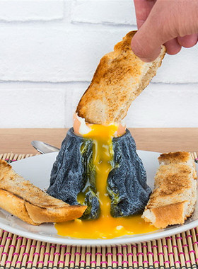 正品英国Gift Republic火山爆发创意白煮蛋托蛋杯黑色 德国直邮