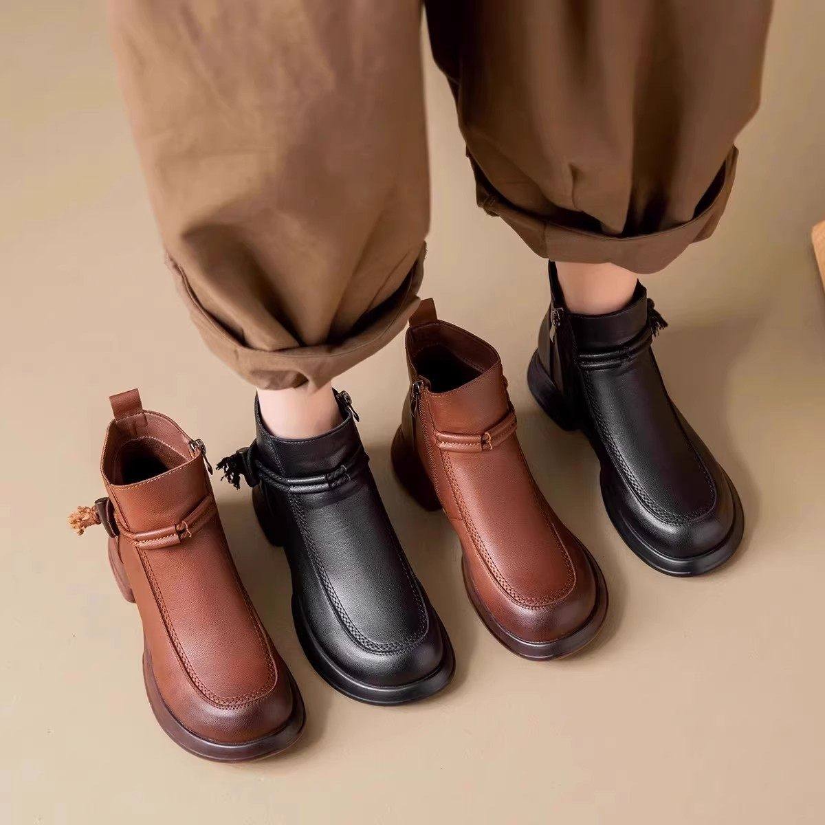 [明星同款]真皮软底短靴妈妈鞋棉鞋加绒皮鞋女单靴子中年女鞋子20,女鞋,时装靴,淘宝优惠券,粉丝福利购,淘宝优惠卷