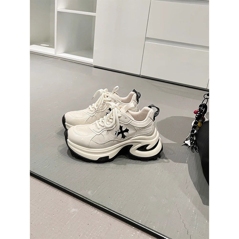 [明星同款]软牛皮~网红同款十字花真皮网面老爹鞋女新款厚底增高,女鞋,时尚休闲鞋,淘宝优惠券,粉丝福利购,淘宝优惠卷