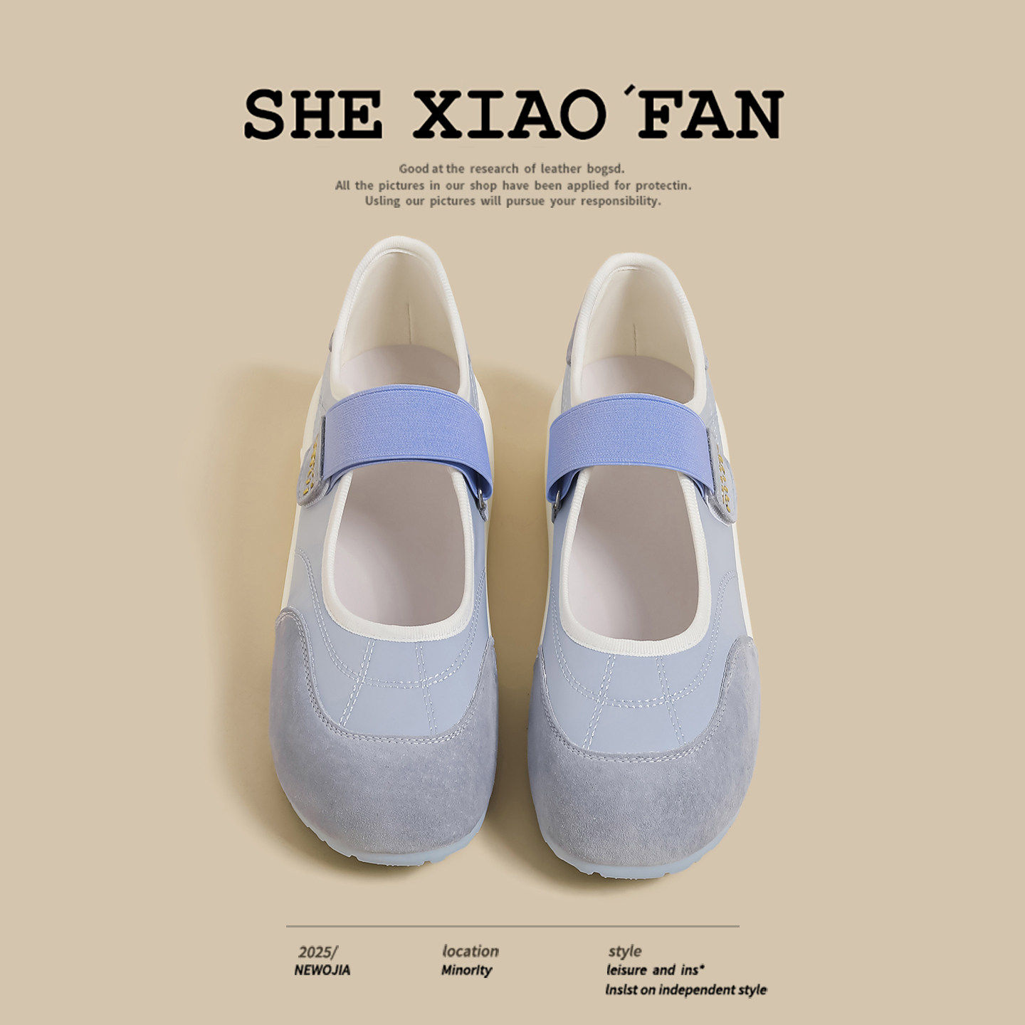 [明星同款]魔术贴德训鞋女2026夏季新款蓝色小众平底休闲运动浅口,女鞋,时尚休闲鞋,淘宝优惠券,粉丝福利购,淘宝优惠卷