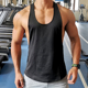 男士 男宽松肌肉男撸铁T恤低胸工字开叉坎肩 健身背心速干运动无袖