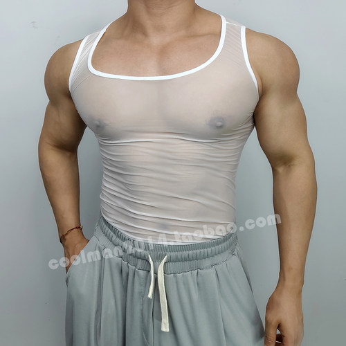 性感内衣男士冰丝透明背心轻薄