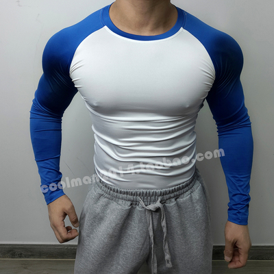 拼色插肩袖男士健身长袖速干