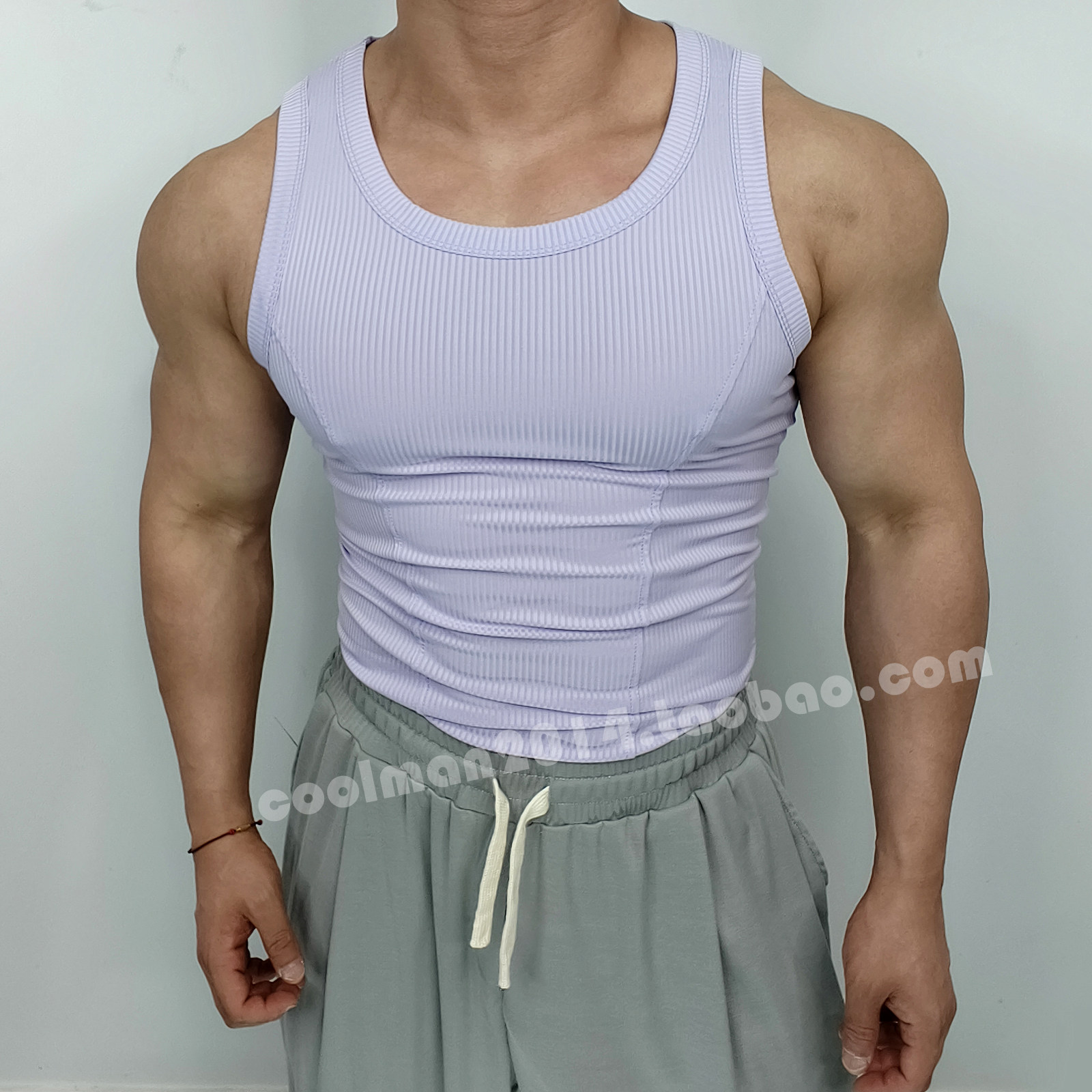 户外跑步运动T恤男士健身螺纹背心速干纯色休闲紧身无袖训练坎肩