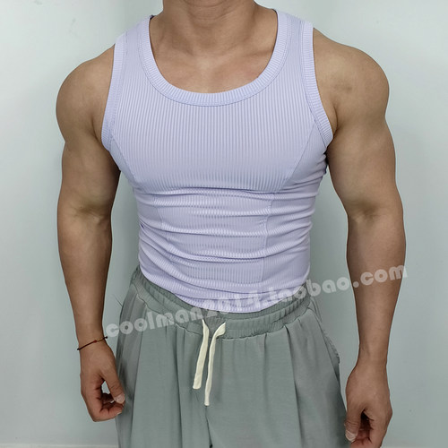 运动T男士健身螺纹背心纯色无袖