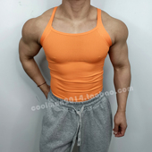 户外跑步运动T恤男士 健身螺纹背心纯色休闲压缩紧身无袖 训练上衣