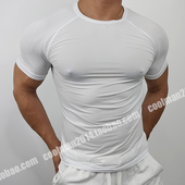 轻薄健身运动紧身衣男士 T恤高弹半透冰丝压缩服高弹速干 圆领短袖