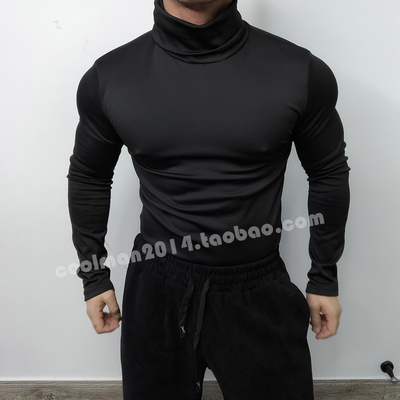 打底衫男高领薄抓绒内里长袖T恤