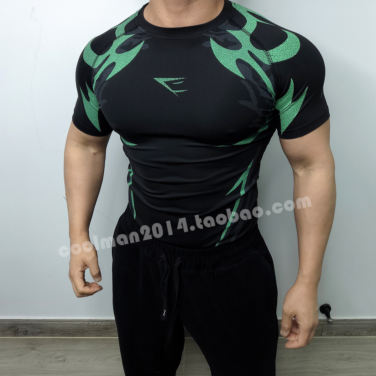 高弹运动休闲T恤男士健身短袖速干打底衫撸铁紧身衣户外跑步训服