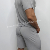 居家服男士 短裤 2024新款 休闲舒适无痕短袖 薄 螺纹冰丝睡衣套装 夏季