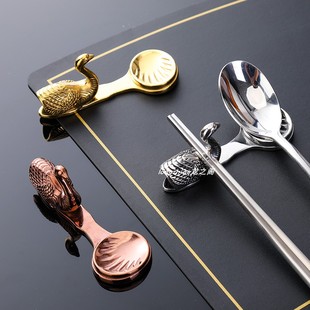 304不锈钢筷子托天鹅筷子架高档酒店餐桌餐具创意家用放勺子垫托