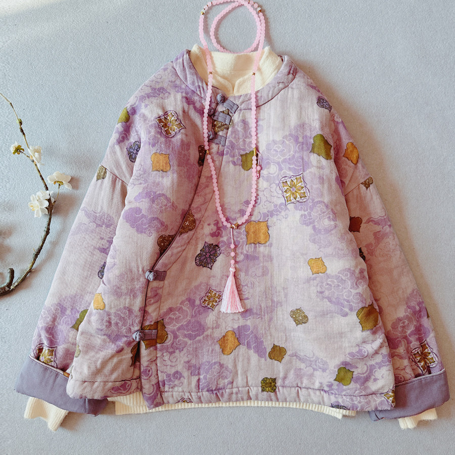 国风新中式冬季新款女装斜襟手工盘扣印花短款棉衣棉服棉袄外套冬,女装/女士精品,棉衣/棉服,淘宝优惠券,粉丝福利购,淘宝优惠卷