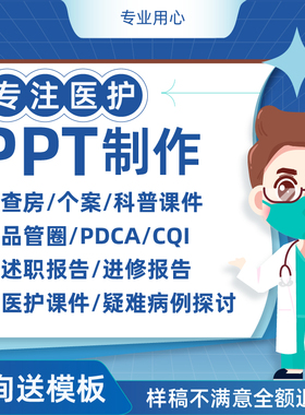 医学ppt代制作个案护理查房品管圈PDCA专案总结汇报科普课件制作