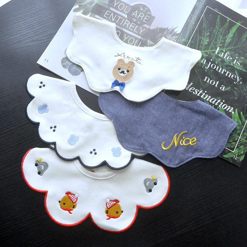 新生婴儿纯棉圆形防吐奶吸水360度旋转围兜宝宝口水巾饭兜小围嘴