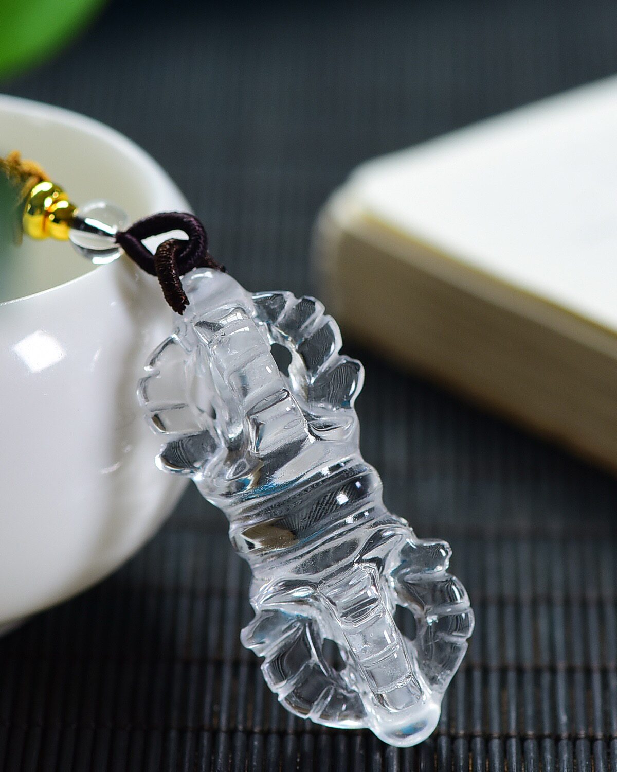 5A天然白水晶普巴金刚降魔杵吊坠黄水晶撅男款车挂女款