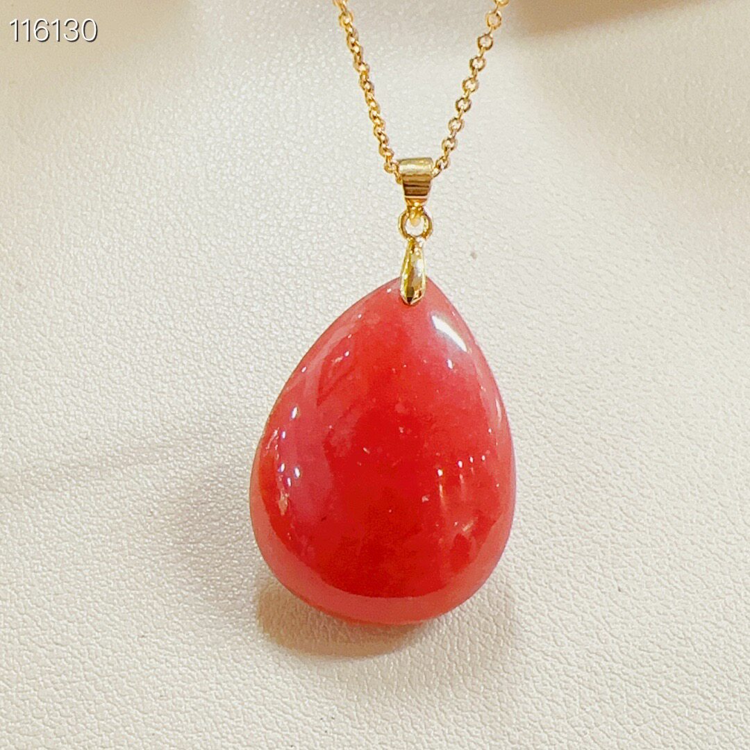 天然红纹石吊坠925银红色水晶项链女玫瑰金珠宝首饰品生日礼物