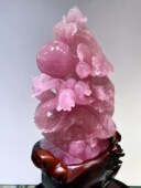 天然粉水晶原石摆件雕刻龙摆件家居客厅玄关装 饰品乔迁新居礼品