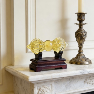 九股金刚杵吊坠天然全净体黄水晶柱海螺金刚橛普巴金刚铃杵