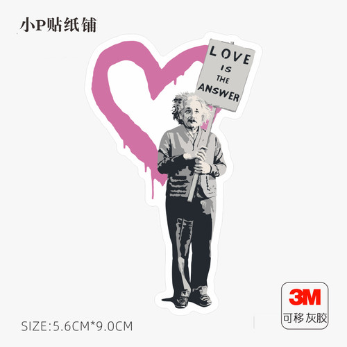 爱因斯坦电脑贴纸苹果不留胶
