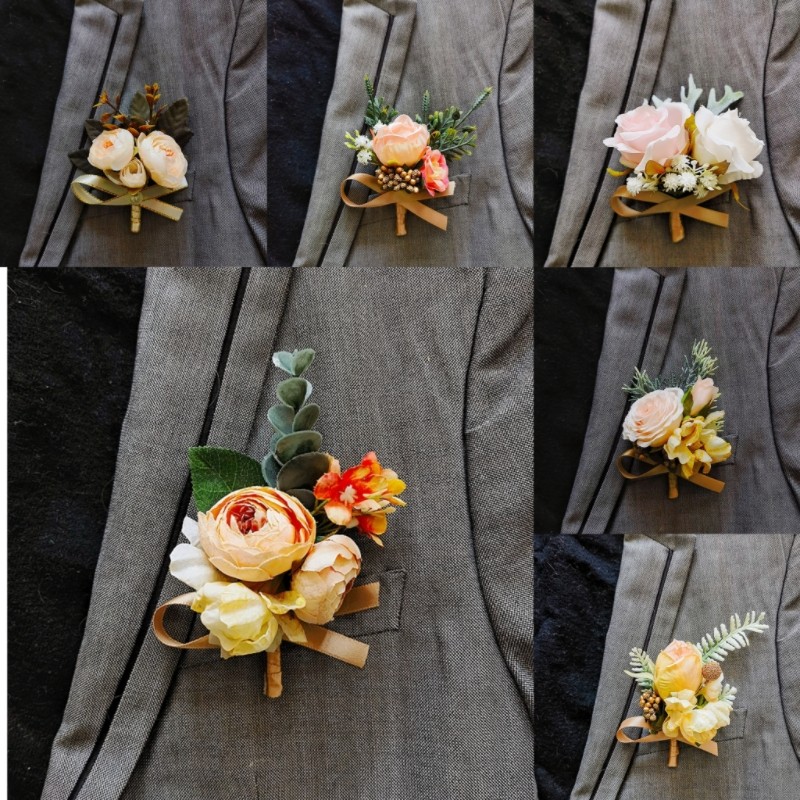 香槟色 仿真玫瑰胸花手腕花手花 新娘伴娘婚礼商务会议开业毕业礼