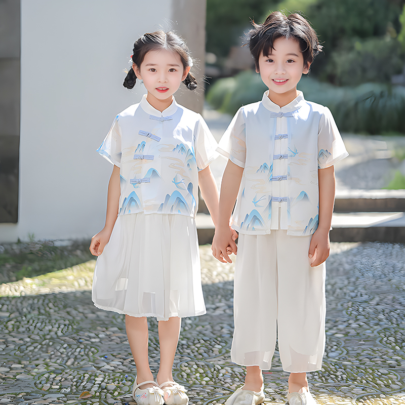 儿童汉服古风短袖夏季唐装套装