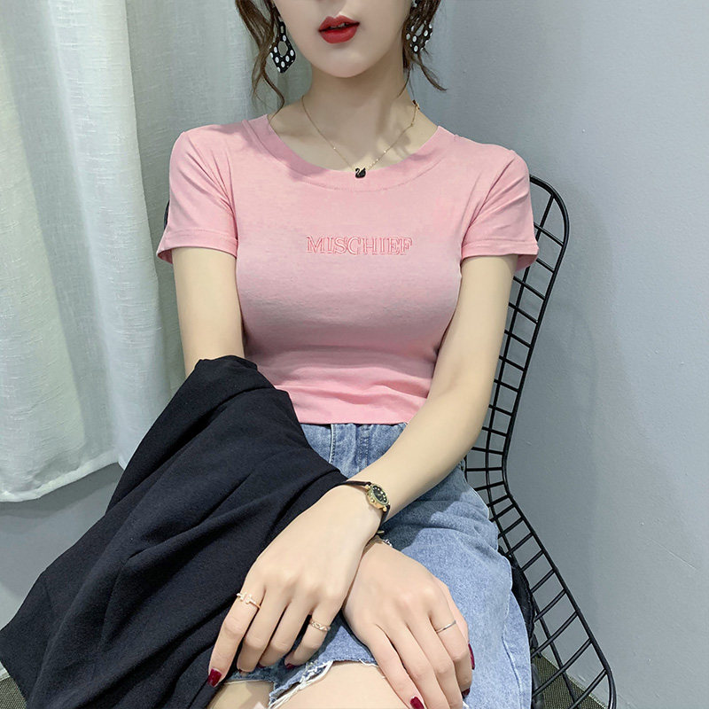 2020夏季新款短袖t恤女裝韓版修身百搭純棉粉色ins短款體恤上衣潮在類目 女裝/女士精品, T恤中 - 來自Buy2taobao.com提供專業的淘寶代購服務