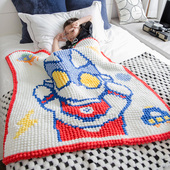 雪球粒diy手工编织凹凸曼盖毯材料包卡通儿童保暖毛线球球毯子织