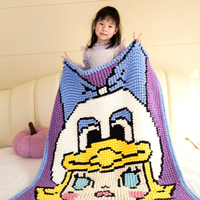 雪球粒泡泡女生像素毯子手工编织DIY卡通毛线自制沙发盖毯材料包,服饰配件/皮带/帽子/围巾,DIY编织材料包,淘宝优惠券,粉丝福利购,淘宝优惠卷