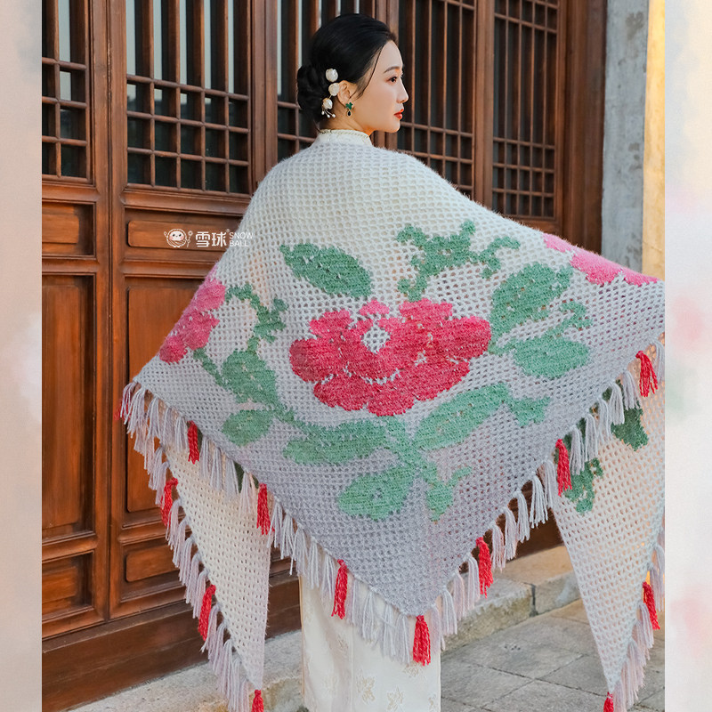 雪球diy手工编织丁达尔浮香披肩材料包针织钩花流苏三角围巾外搭,服饰配件/皮带/帽子/围巾,毛线,淘宝优惠券,粉丝福利购,淘宝优惠卷