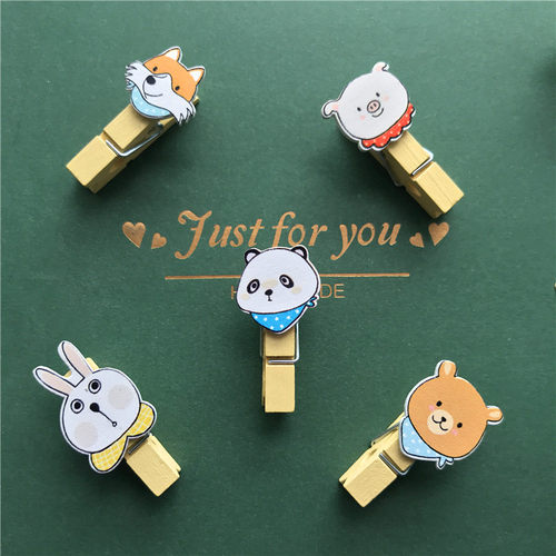 创意卡通麻绳夹子照片墙无痕钉悬挂房间布置幼儿园装饰手工小木夹