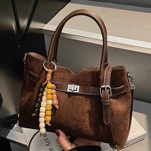 复古高颜值女式包包2025新款大容量麂皮绒托特包简约通勤手提包包
