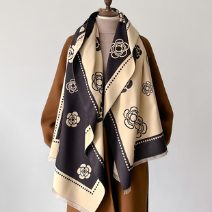 韩版明星同款仿羊绒围巾女生冬季配大衣装饰保暖围脖两用长披肩潮