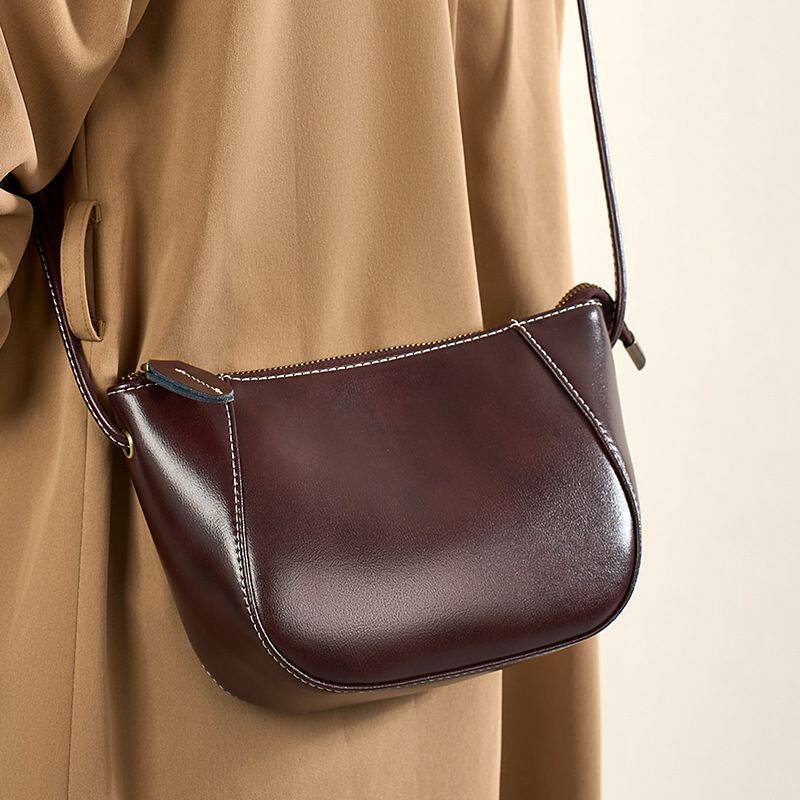 头层牛皮包包斜挎包女百搭新款真皮女包高级感复古简约托特单肩包