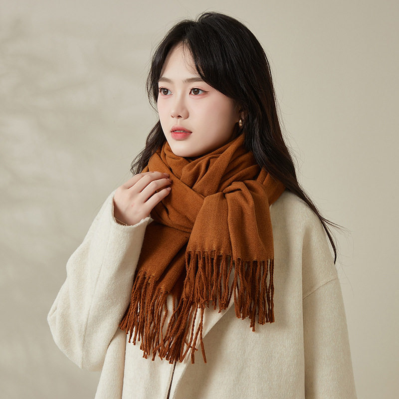 纯色仿羊绒围巾秋冬韩版经典单色围巾披肩保暖防寒简约款围巾时尚