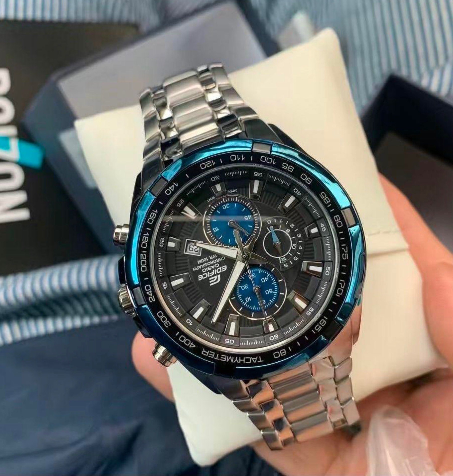 casio/卡西欧 edifice金属系列艾迪斐斯赛 车防水赛车钢带手表